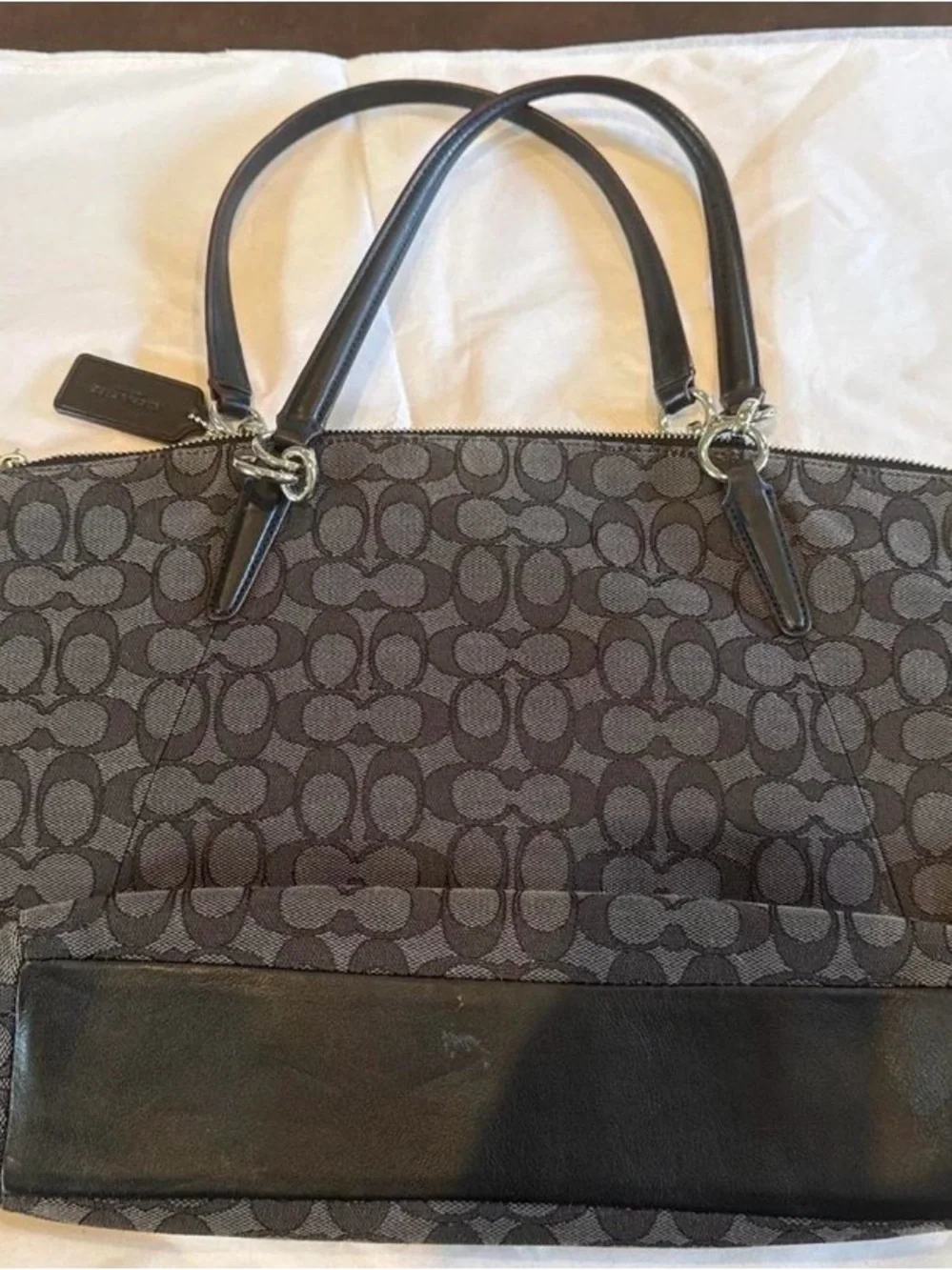 Coach Signature Tote - Charcoal Gray with Black Trim